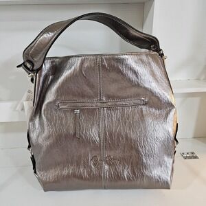 NWT Jessica Simpson Metallic Pewter‎ Bronze Hobo Crossbody Bag Shoulder Purse